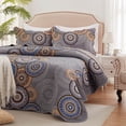 thumbnail image 1 of 3-Piece Full/Queen Size Bedspread Coverlet Set - Gray Mandala Quilt with 2 Pillow Shams, Microfiber, 1 of 6