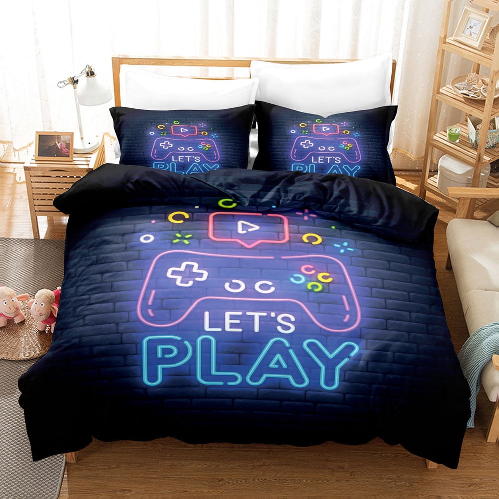3 Piece Gamer Duvet Cover Sets for Boys Teen Gaming