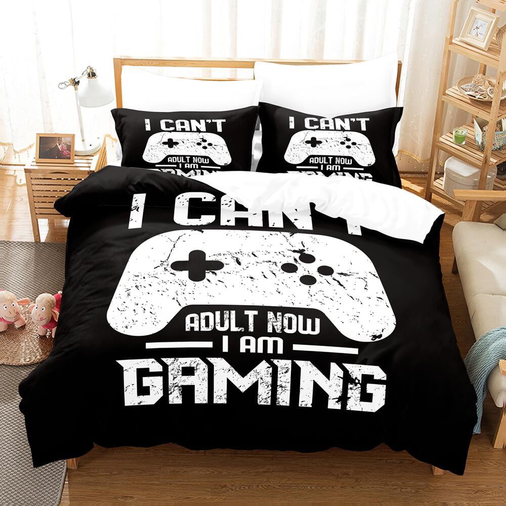 3 Piece Gaming Duvet Cover Sets for Boys Teen Full Size,Kids Video Games Bedding Set Game Design