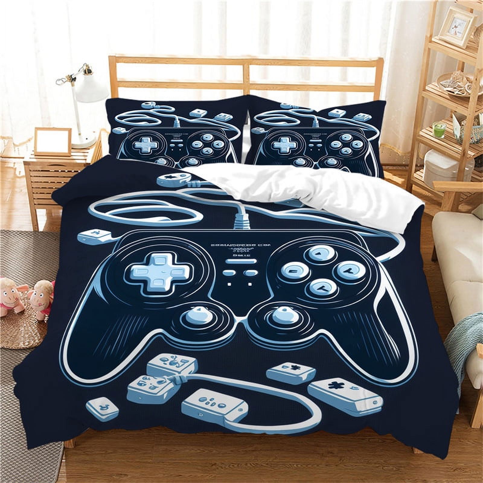 3 Piece Gaming Duvet Cover Sets for Boys Teen Full Size,Kids Video Games Bedding Set Game Design