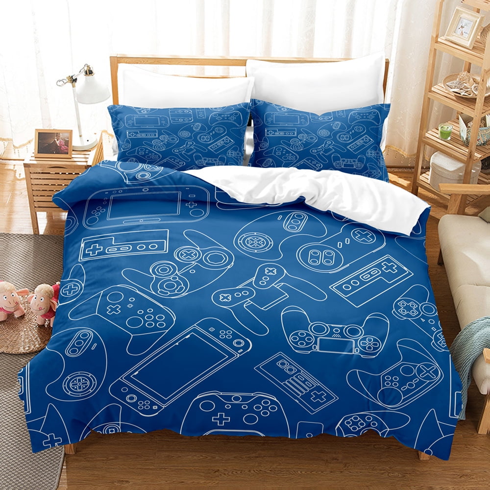 3 Piece Gaming Duvet Cover Sets for Boys Teen Full Size,Kids Video Games Bedding Set Game Design