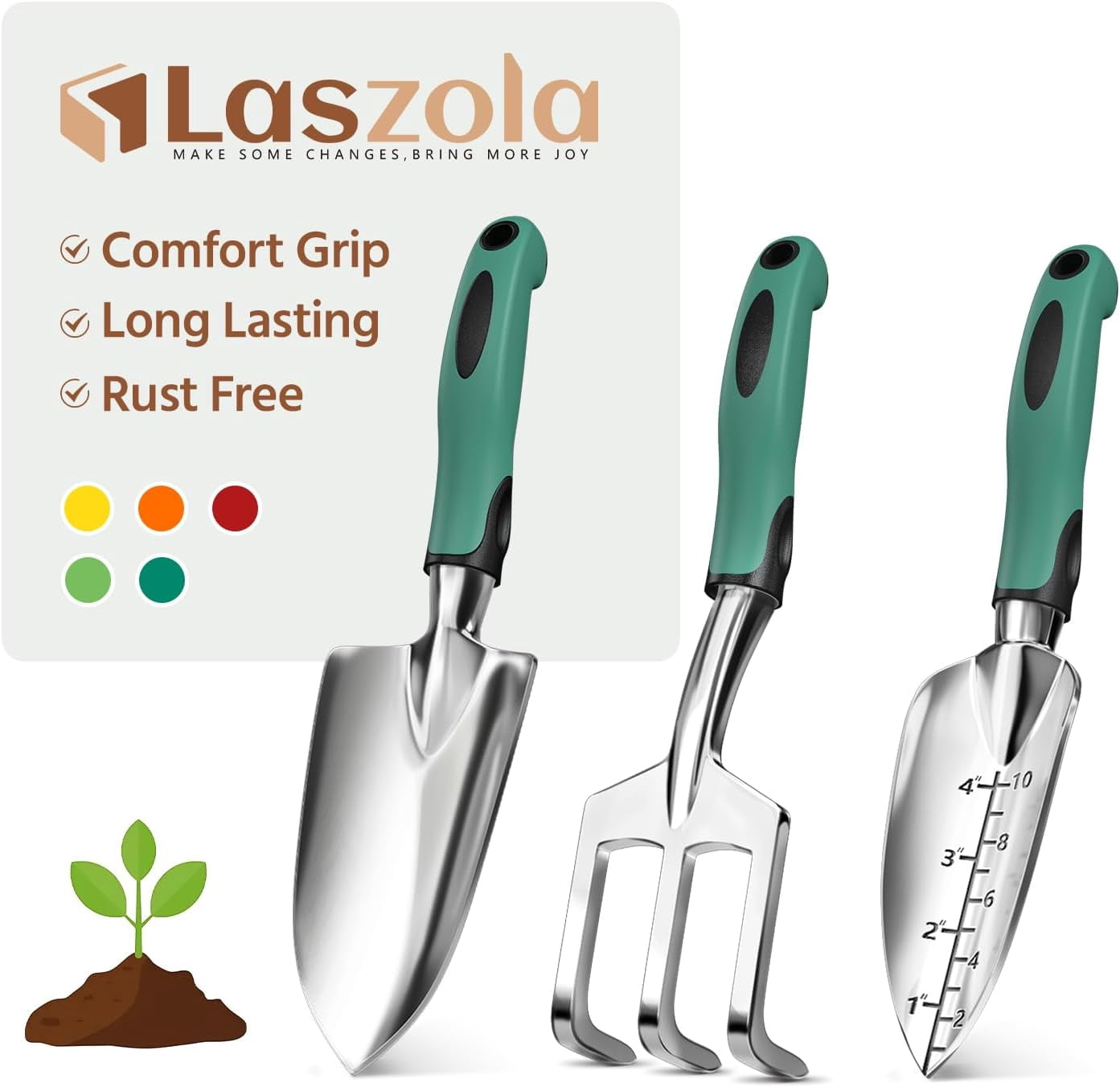 Trowel And Rake 3 Piece Garden Tool Set Include Hand Trowel Rake and Transplant Shovel ...