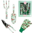 thumbnail image 1 of 3-Piece Gardening Tool Set with Floral Design - Includes Pruner, Trowel, Fork, Gloves for Digging, Planting, Pruning, Ergonomic Handles, Stainless Steel Blades - Home Gardeners, Patio, Flower Beds, V, 1 of 4