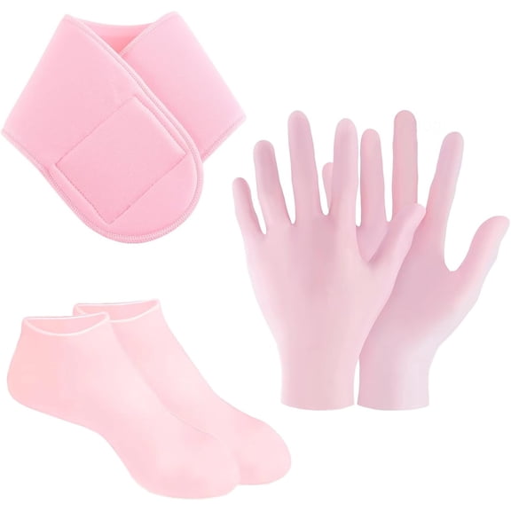3 Piece Gel Gloves Gel Socks Hand Care Gloves Foot Care Socks Exfoliation Moisturizing Heel Care Open Toe Bare Skin Beauty Socks and Gloves Set for Sleeping Good Skin