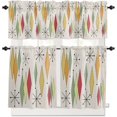 thumbnail image 1 of 3 Piece Geometric Diamond Vintage Kitchen Curtains, Tier and Valance Rod Pocket Window Curtains Set Mid Century Cafe Curtains for Kitchen Valances Window Treatment 54X18in+27x36in×2, 1 of 5