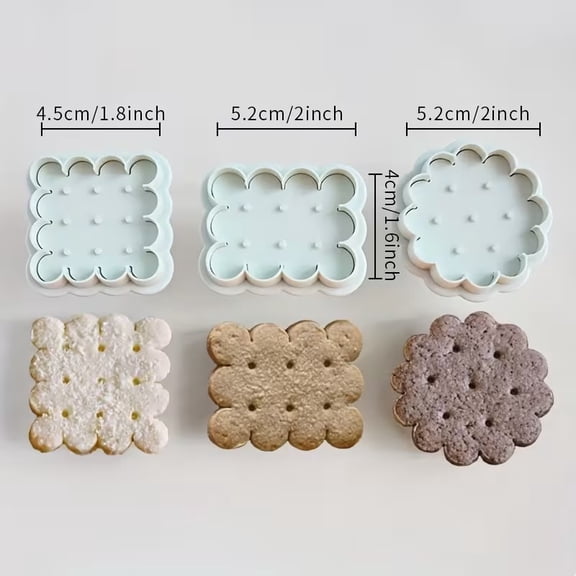 3-Piece Gingerbread House Cookie Cutters Set - Festive Baking Pastry Cutters with Pattern Stamps
