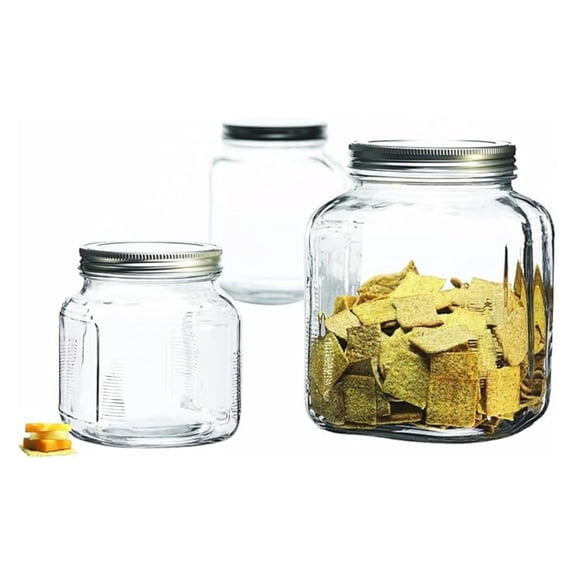 3-Piece Glass Cracker Jar Canister Set
