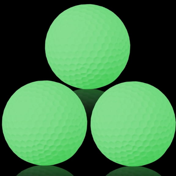 3-Piece Glow-in-the-Dark Practice Golf Balls with Fluorescent Green Light and Fine Texture Resin and Rubber for Backyard, Indoor, Outdoor Use, 4.27cm