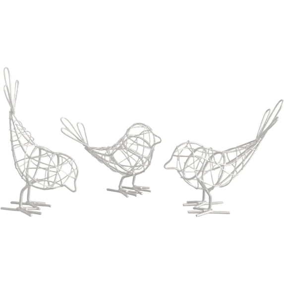 3-Piece Gold Iron Bird Statue Set, Animal Figurine Tabletop Decor, Desk Ornament for Housewarming Gift