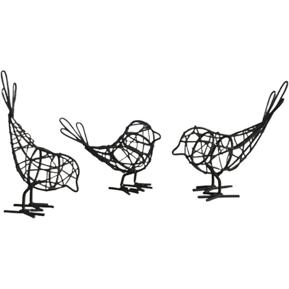 3-Piece Gold Iron Bird Statue Set, Animal Figurine Tabletop Decor, Desk Ornament for Housewarming Gift