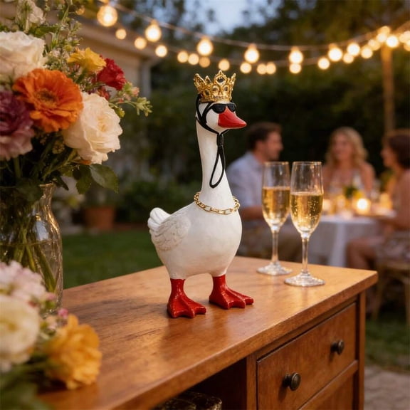 3-Piece Goose Accessory Set: Crown, Necklace & Sunglasses for Decorative Desk Goose Statue  Matching Colors