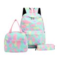 thumbnail image 1 of 3-Piece Gradient Blot Print Nylon Backpack Set, Multi-Pocket Lightweight Daypack with Insulated Lunch Bag and Pencil Case for School Commute Outdoor Travel, 1 of 3