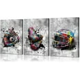 thumbnail image 1 of 3 Piece Graffiti Wall Art Sports Poster - Football, Basketball, Baseball Wall Decor for Gym & Boys Room - 20x28x3 Inches Built-in Wooden , Lightweight & Ready to Hang, Urban Sports Themed Artwork, 1 of 7