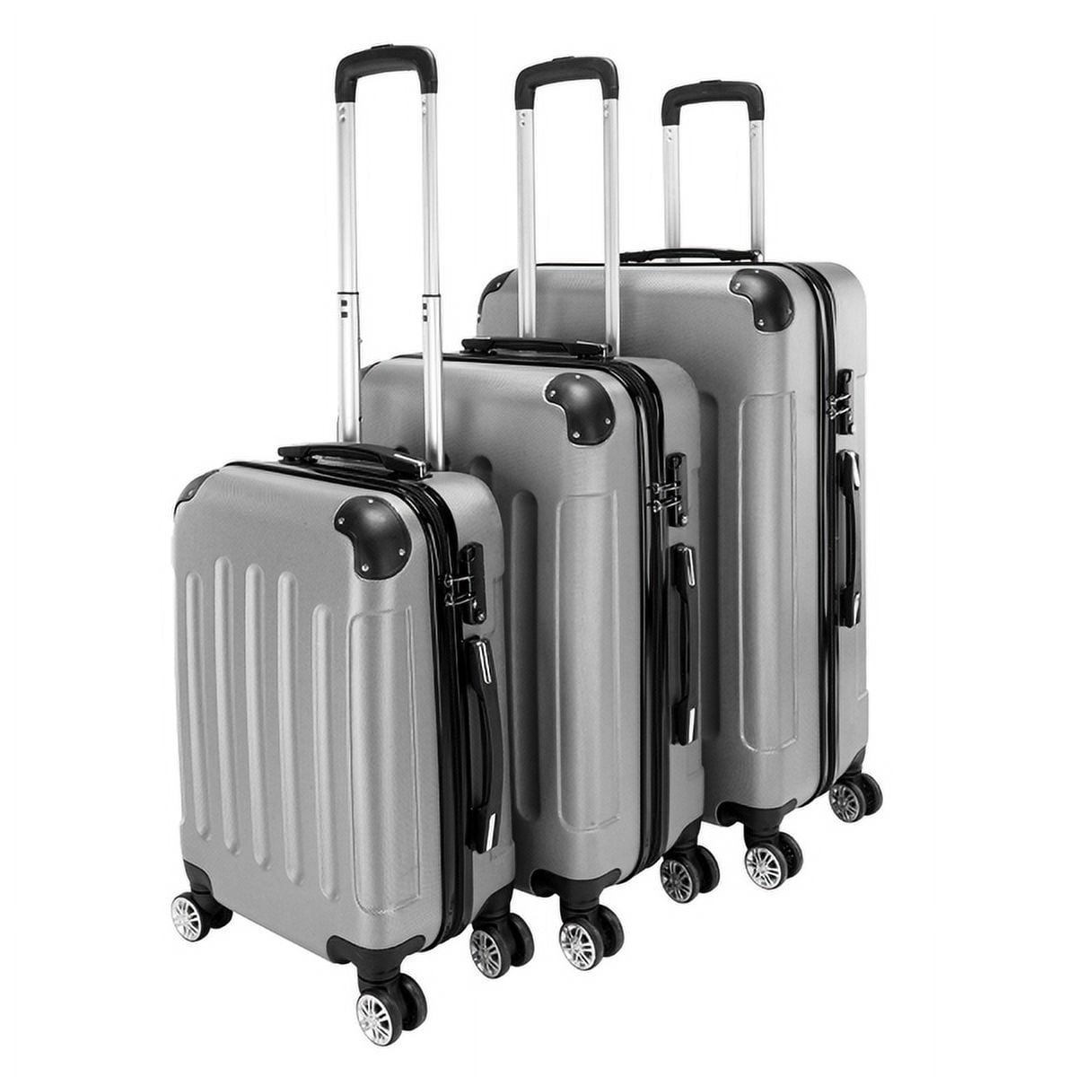 3-Piece Gray ABS Luggage Set - Lightweight Durable Spinner Wheel Suitcases (20"/24"/28") for Travel