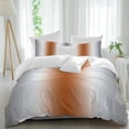 thumbnail image 1 of 3 Piece Gray Orange Duvet Cover Set Twin Size, Microfiber Comforter/Quilt Cover with Corner Ties and 2 Pillowcases, Modern Gradient Geometric All Season Soft Bedding with Zipper Closure, 1 of 8