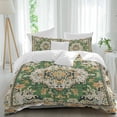 thumbnail image 1 of 3 Piece Green Boho Duvet Cover Set Twin Size, Microfiber Comforter/Quilt Cover with Corner Ties and 2 Pillowcases, Farmhouse Tribal Vintage Tribal Texture All Season Soft Bedding with Zipper Closure, 1 of 8