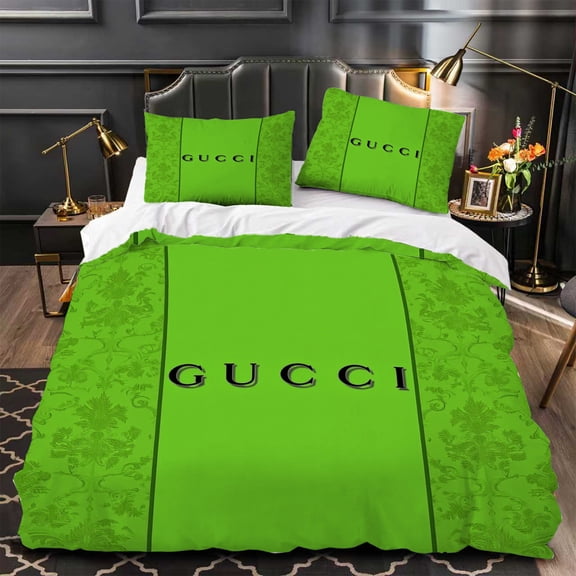 3-Piece Green Floral Duvet Cover Set - Modern Design Matching Pillows Elegant Bedroom Decor
