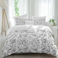 thumbnail image 1 of 3 Piece Grey Botanical Duvet Cover Set California King,Microfiber Comforter/Quilt Cover with Corner Ties and 2 Pillowcases,Elegant Watercolor Botanical Birds All Season Bedding with Zipper Closure, 1 of 8
