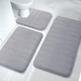 thumbnail image 1 of 3-Piece Grey Memory Foam Bath Set - U-Shaped Mats, Non-Slip & Quick Drying (Home Decor), 1 of 4