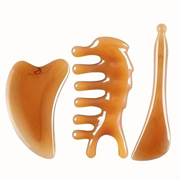 3-Piece Gua Sha Massage Tool Set - Natural Facial and Body Care Spa Treatment