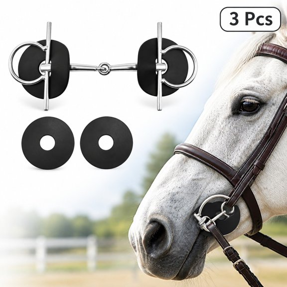 3-Piece H-Type Snaffle Bit with 2 Rubber Guards, Silver Zinc Alloy