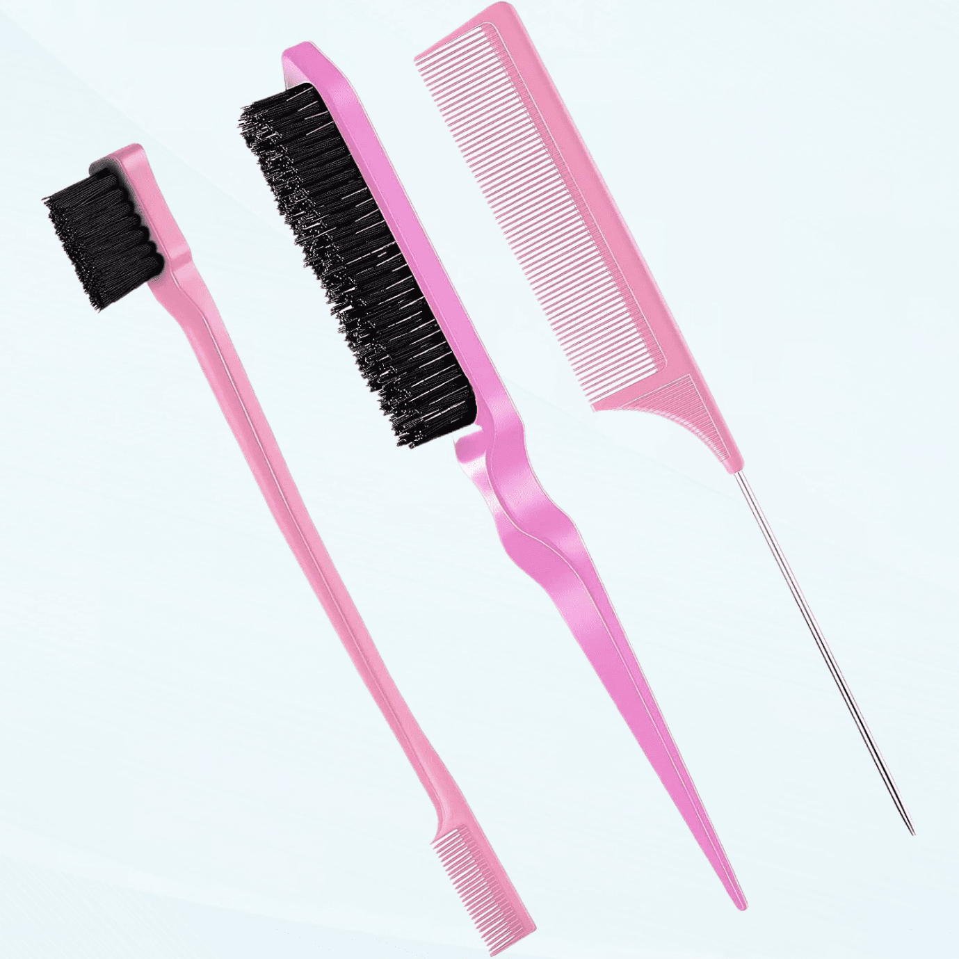 3-Piece Hair Brush Set for Slick Back Hair, Edge Control, and