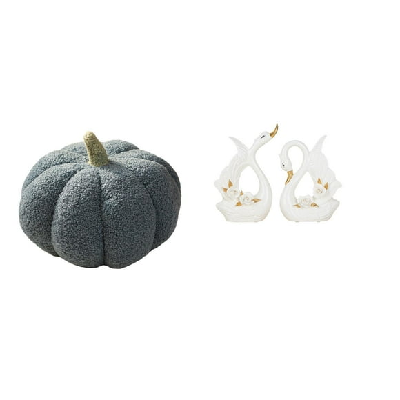 3 Piece Halloween Pumpkin Pillows Swan Statues Plush Ceramic Material for Bedroom Living Room Decor