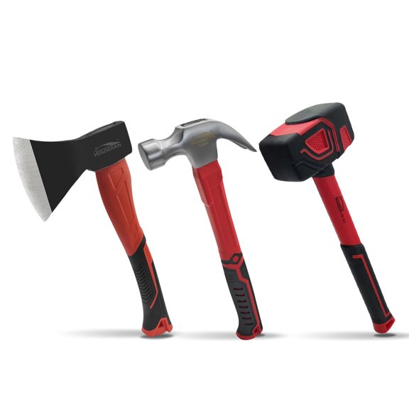 3 Piece Hammer Set, Camping Axe, Claw Hammer, Rubber Mallet | Hammer Set Mechanic, Rubber Mallet Set, Suitable for Family, Camping, Stakes, DIY