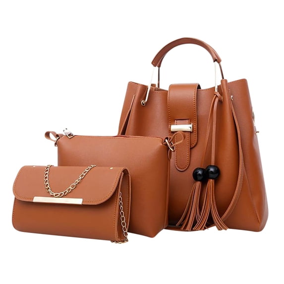 3 Piece Handbag Set for Women, Tote and Crossbody Purse Set, Synthetic Leather Multi-Function Bag Set for Work Travel Daily Use