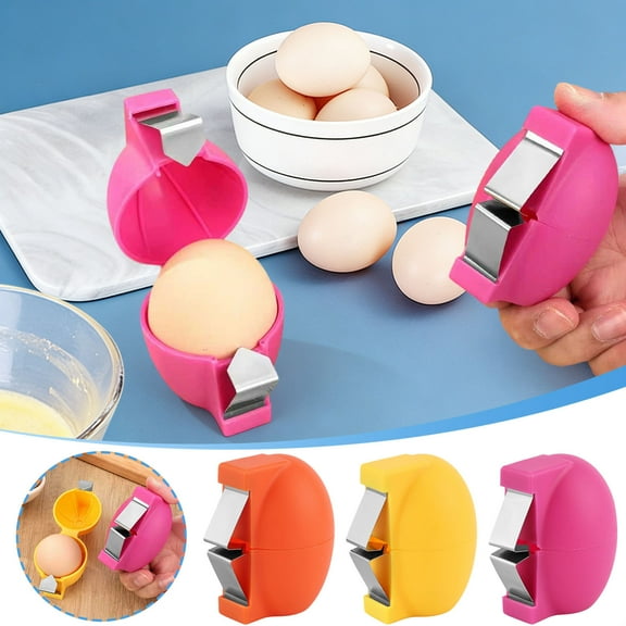 3-Piece Handheld Egg Cracker Opener Tool Set, Stainless Steel Multifunctional Shell Remover Separator for Raw Hard Boiled Eggs, Quick Ergonomic Kitchen Baking Utensil Gadget