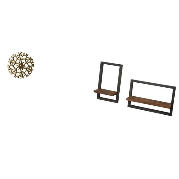 3 Piece Hanging Sculpture Wall Art Wooden Floating Shelves Metal Wall Decor Wear Resistant Iron for Dining Room Hallway