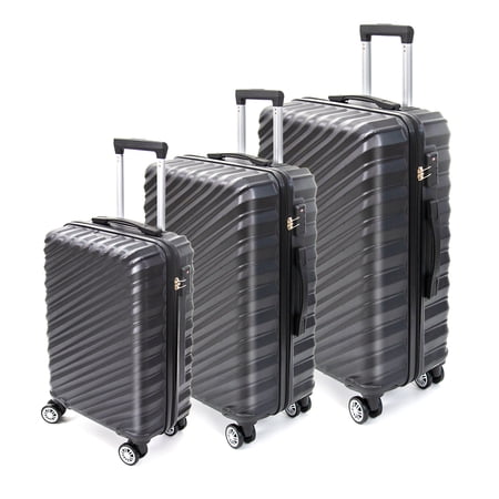 3 Piece Hard Shell Luggage set with TSA Lock Spinner Wheel ABS Lightweights Checked Convenient Stackable Suitcase Woman Men (20/24/28)