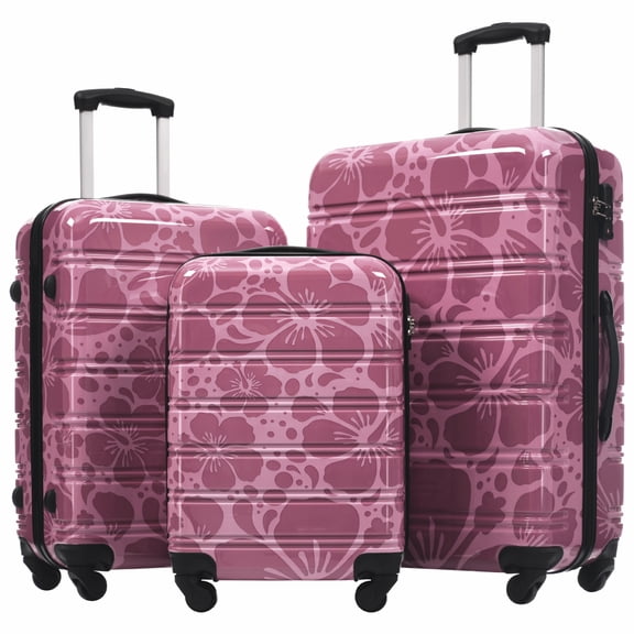 3-Piece Hardshell Luggage Set (20+24+28)  Lightweight PC Spinner Suitcases with TSA Lock, Summer Print Design & Protective Film