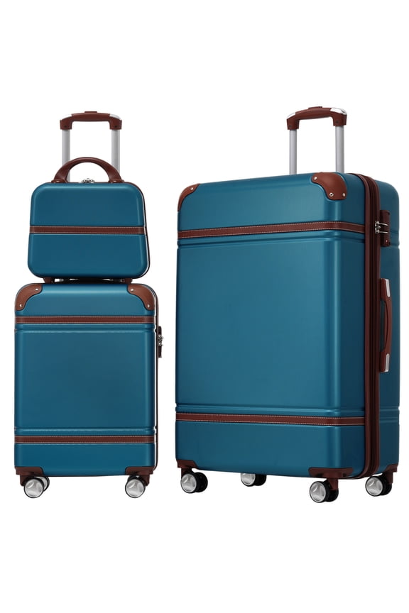 3-Piece Hardshell Luggage Set 20" Carry-On & Expandable 28" Suitcase with TSA Lock, Spinner Wheels & Cosmetic Case – Lightweight Nested Storage for All Travel Adventures