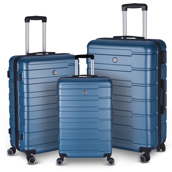 3 Piece Hardshell Luggage Set Lightweight Suitcase with TSA Lock Spinner Wheels 20in/24in/28in(Dark Blue)