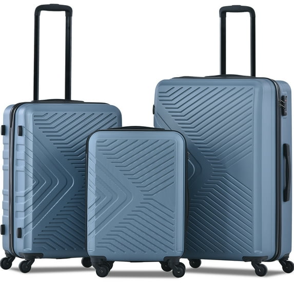 3 Piece Hardshell Luggage Sets, Carry on Luggage ABS Spinner Suitcase Travelling with TSA Lock, Spinner Wheels for Trips Business, Travel Suitcase Bags for Men Women Kids, 20/24/28 Inch, Blue