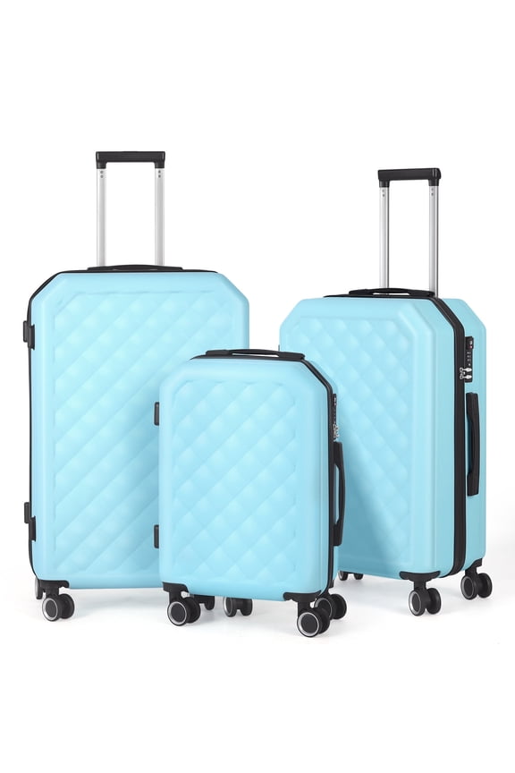 3 Piece Hardshell Suitcase Spinner with TSA Lock, Arctic Blue