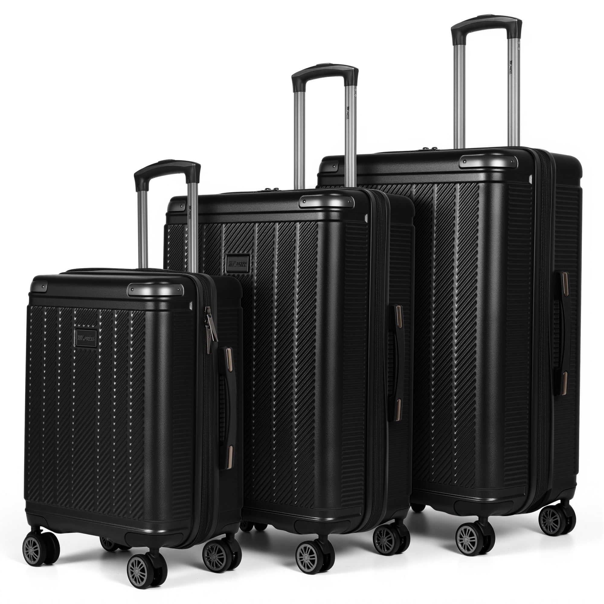 New York Xpress 3-Piece Hardside Luggage Set, Expandable Suitcases with TSA Lock, 20"/26"/30" Carry-on & Checked, Black - WD577