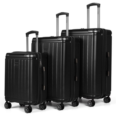 New York Xpress 3-Piece Hardside Luggage Set, Expandable Suitcases with TSA Lock, 20"/26"/30" Carry-on & Checked, Black - WD577