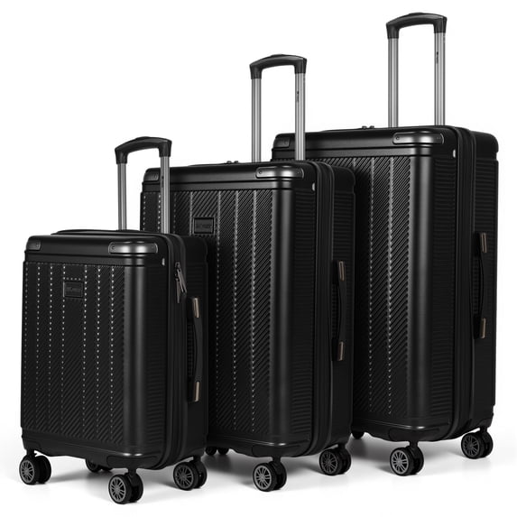 New York Xpress 3-Piece Hardside Luggage Set, Expandable Suitcases with TSA Lock, 20"/26"/30" Carry-on & Checked, Black - WD577