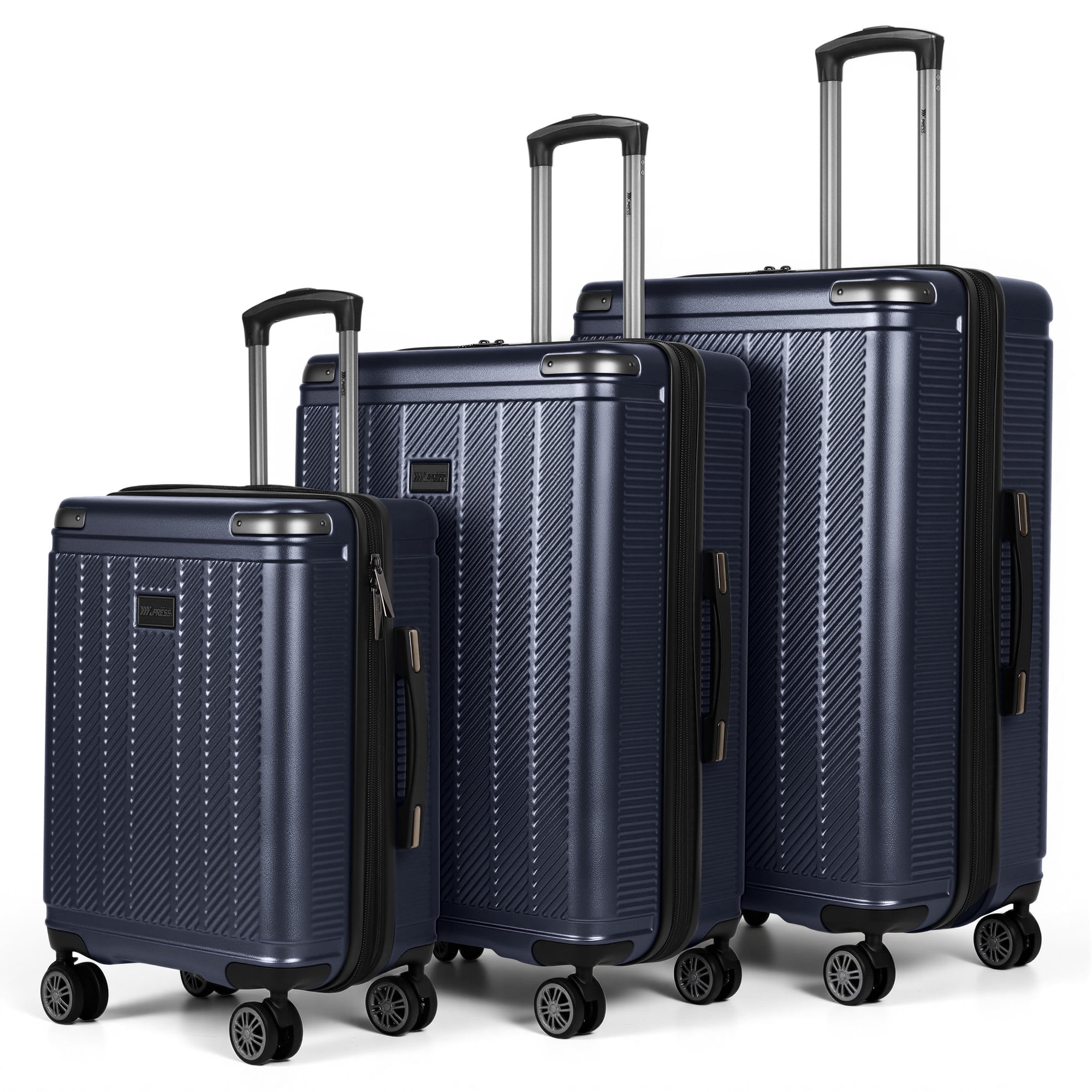 New York Xpress 3-Piece Hardside Luggage Set, Expandable Suitcases with TSA Lock, 20"/26"/30" Carry-on & Checked, Blue - WD577