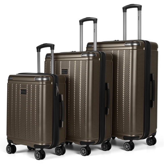 New York Xpress 3 Piece Hardside Luggage Set, Expandable Spinner Suitcase with TSA Lock, 20/26/30 inch, Bronze - WD577