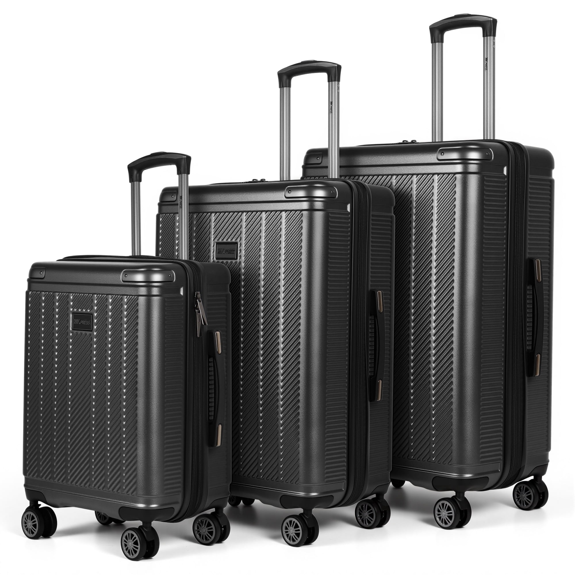 New York Xpress 3-Piece Hardside Luggage Set, Expandable Suitcases with TSA Lock, 20"/26"/30" Carry-on & Checked, Grey - WD577