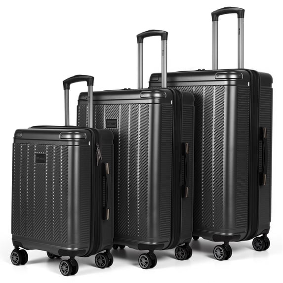 New York Xpress 3-Piece Hardside Luggage Set, Expandable Suitcases with TSA Lock, 20"/26"/30" Carry-on & Checked, Grey - WD577