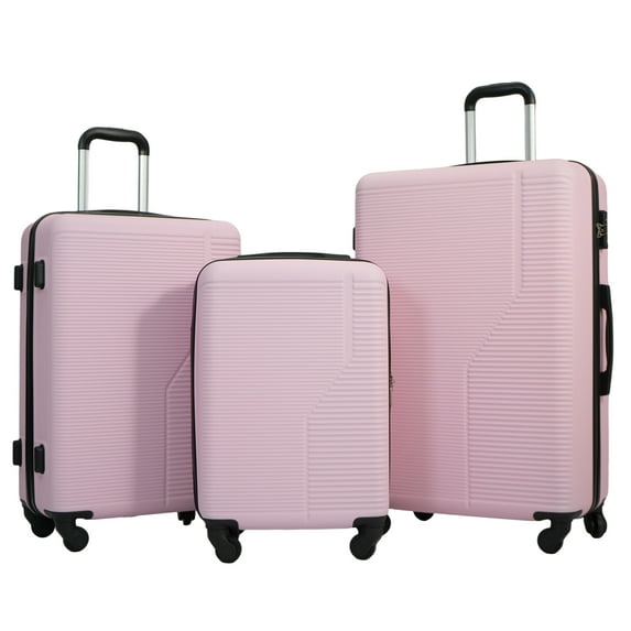 3 Piece Hardside Luggage Sets, Hardshell Suitcase Lightweight Durable Spinner Wheels.Pink