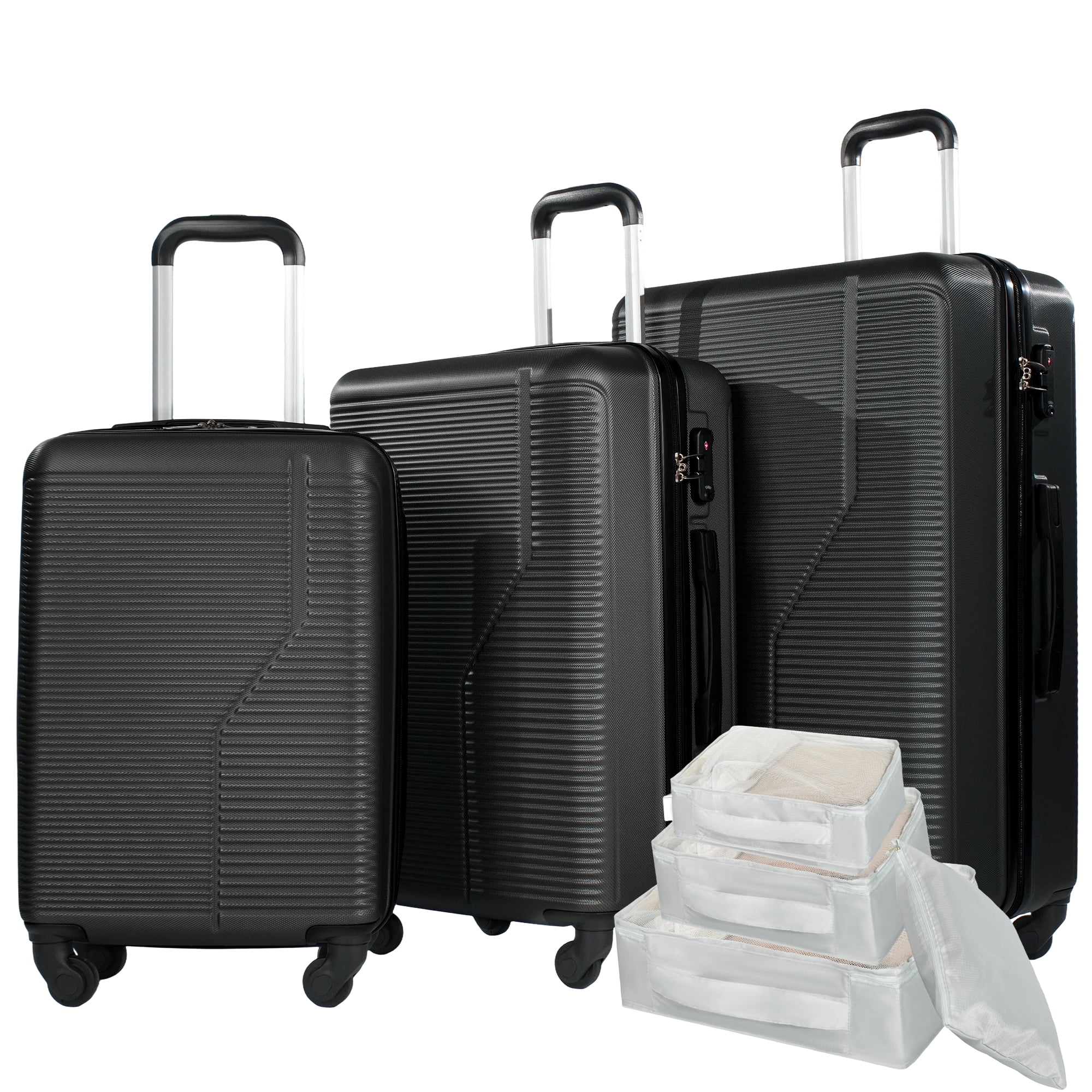 3 Piece Hardside Luggage Sets, Hardshell Suitcase Lightweight Durable ...