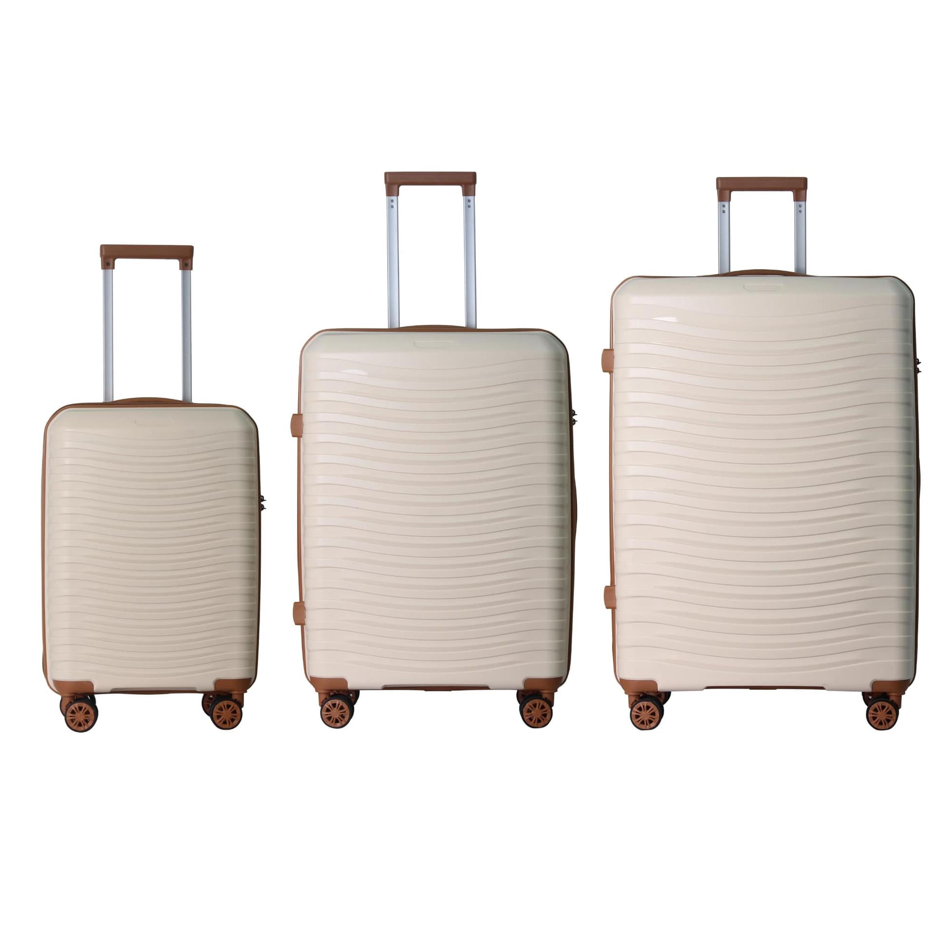 3-Piece Hardside Spinner Luggage Set with TSA Lock, Durable PP Nested Suitcase (20/24/28in)