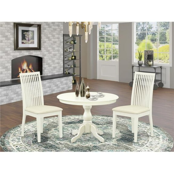 3 Piece Hartland Kitchen Dining Table Set - Linen White