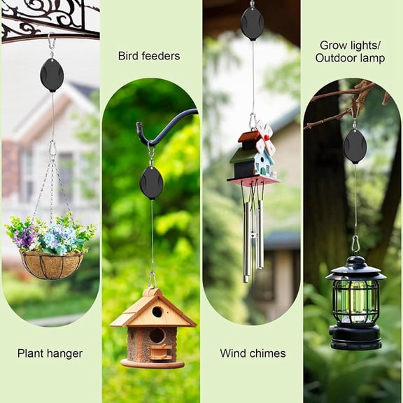 3-Piece Heavy-Duty Retractable Plant Hanger Plant Pulley for Hanging Plants Easy to Lift and Lower, Auto-Lock