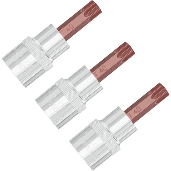 3-Piece Heavy Duty Torx Bit Socket Set, S2 Steel Bits with Heat Treated CR-V Steel Star Sockets, Professional Grade, Corrosion Resistant (SIZE:T40)